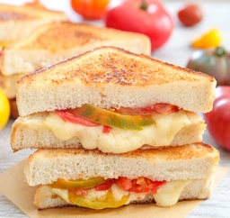 Toasted melting cheese and tomato
