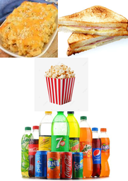 COMBO 1 - MAC &amp; CHEESE/TOASTED HAM &amp; CHEESE/POPCORN/ABI BEVERAGE