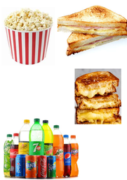 COMBO 1 - TOASTED HAM &amp; CHEESE/TOASTED CHEESE/TOASTED CHEESE &amp; TOMATO/ABI BEVERAGE/POPCORN
